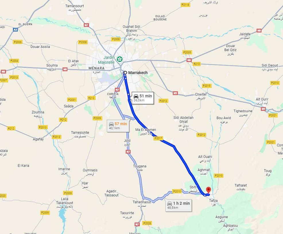 trajet marrakech ourika